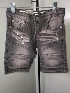 Boys Black Washed Distressed Denim Shorts